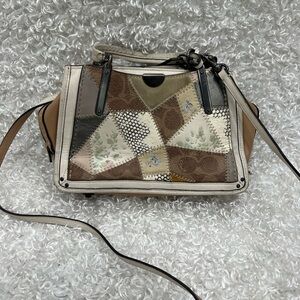Coach Dreamer 21 Tan Beechwood Patchwork Satchel Crossbody Bag Purse